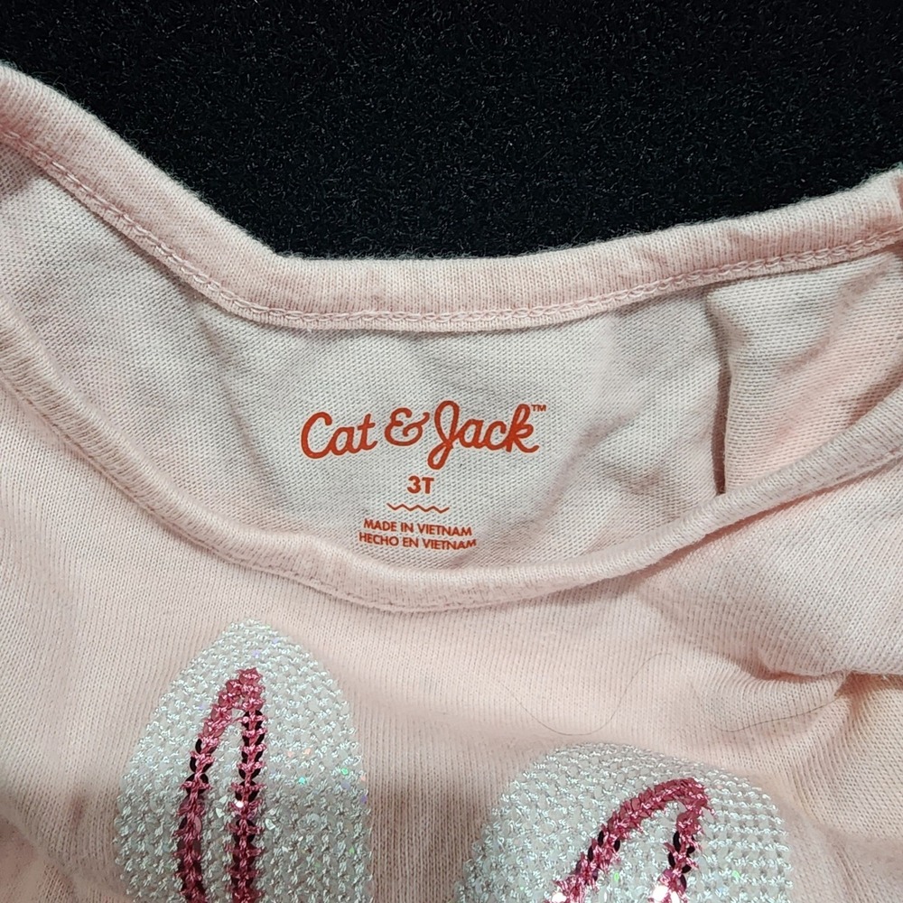 Cat Jack Toddler Girls Pink Bunny Dress Tulle Glitter‎ Easter Size 3T